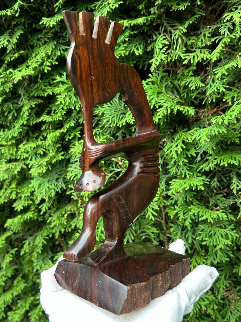 Vintage Hand Carved Cocobolo Wood Kokopelli Sculpture - Southwest Decor